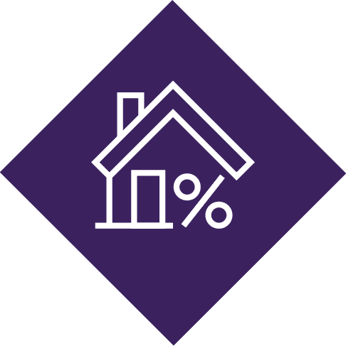 Home with percent symbol icon