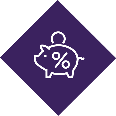 Piggy bank with percent symbol icon