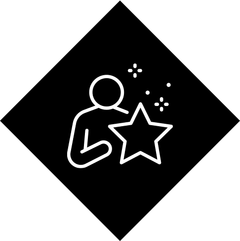 Person holding star icon