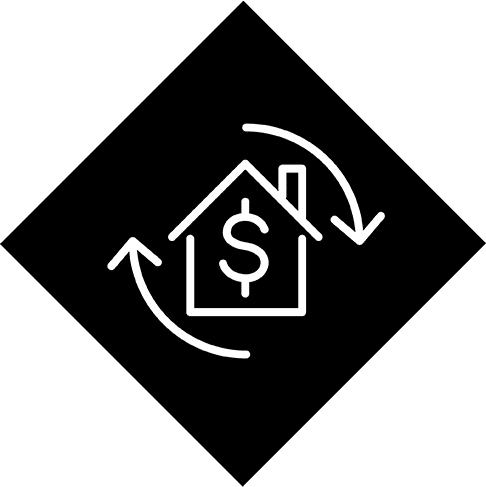 House icon with dollar sign and arrows surrounding it